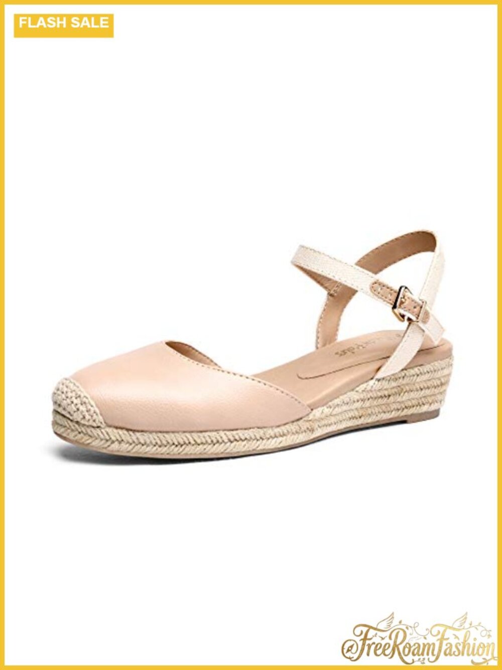 Women's Closed Toe Espadrille Wedge Sandals Textile Jute Buckle Adjustable